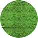 Round Machine Washable Abstract Green Modern Area Rugs, wshabs177grn