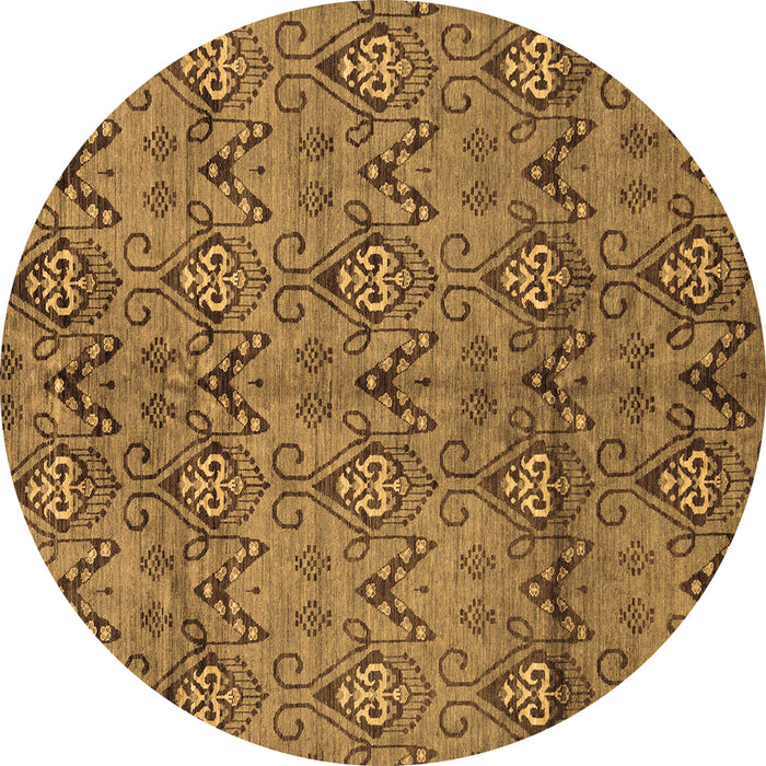 Round Abstract Brown Modern Rug, abs177brn