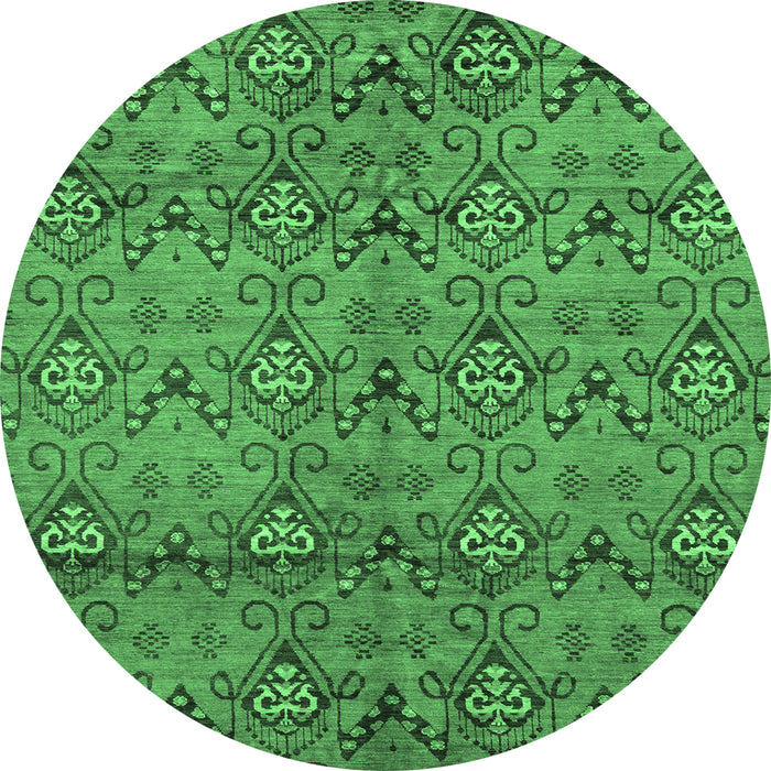 Round Abstract Emerald Green Modern Rug, abs177emgrn