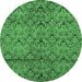 Round Abstract Emerald Green Modern Rug, abs177emgrn