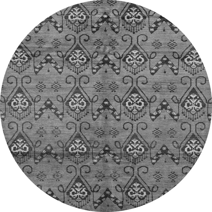Round Machine Washable Abstract Gray Modern Rug, wshabs177gry