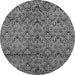 Round Machine Washable Abstract Gray Modern Rug, wshabs177gry