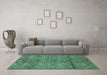 Machine Washable Abstract Turquoise Modern Area Rugs in a Living Room,, wshabs177turq