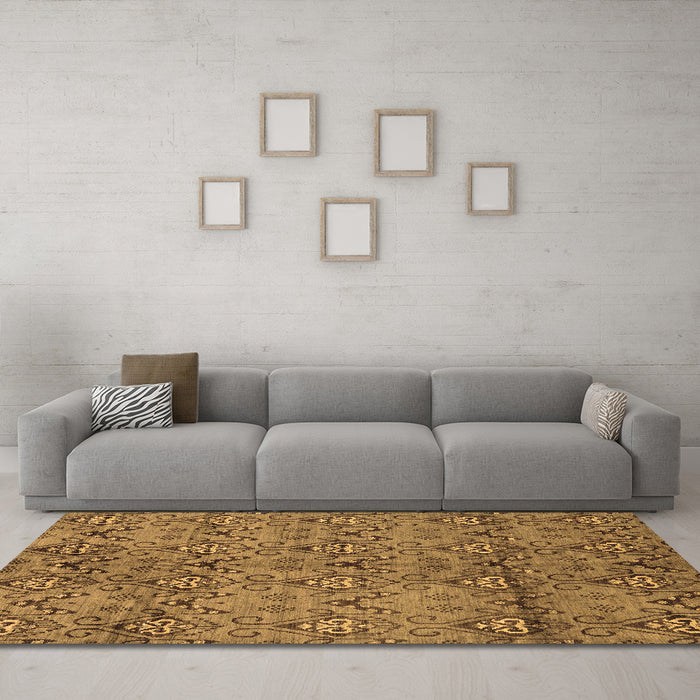 Machine Washable Abstract Brown Modern Rug in a Living Room,, wshabs177brn