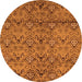 Round Machine Washable Abstract Orange Modern Area Rugs, wshabs177org