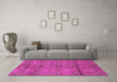 Machine Washable Abstract Pink Modern Rug in a Living Room, wshabs177pnk