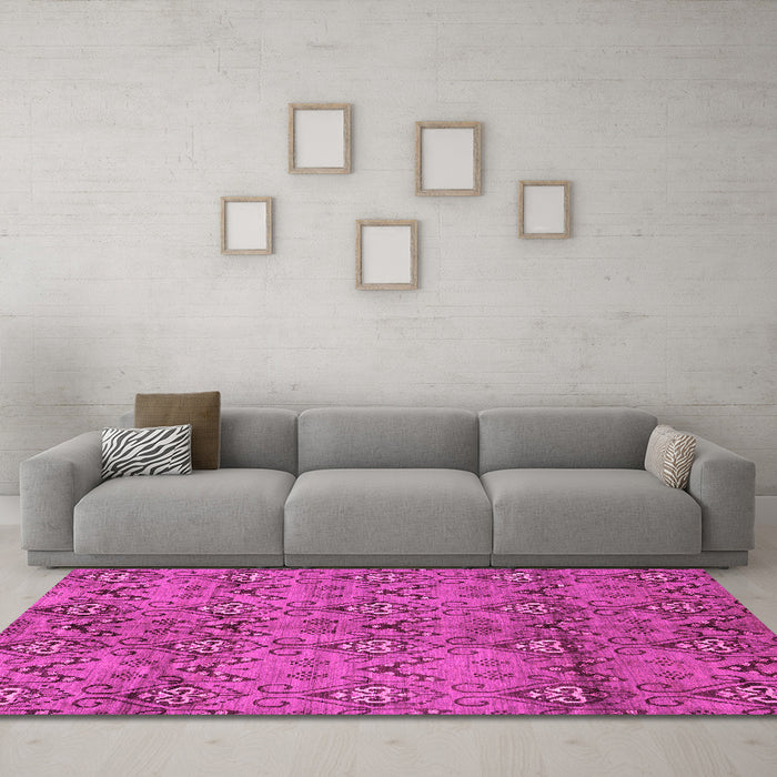 Machine Washable Abstract Pink Modern Rug in a Living Room, wshabs177pnk