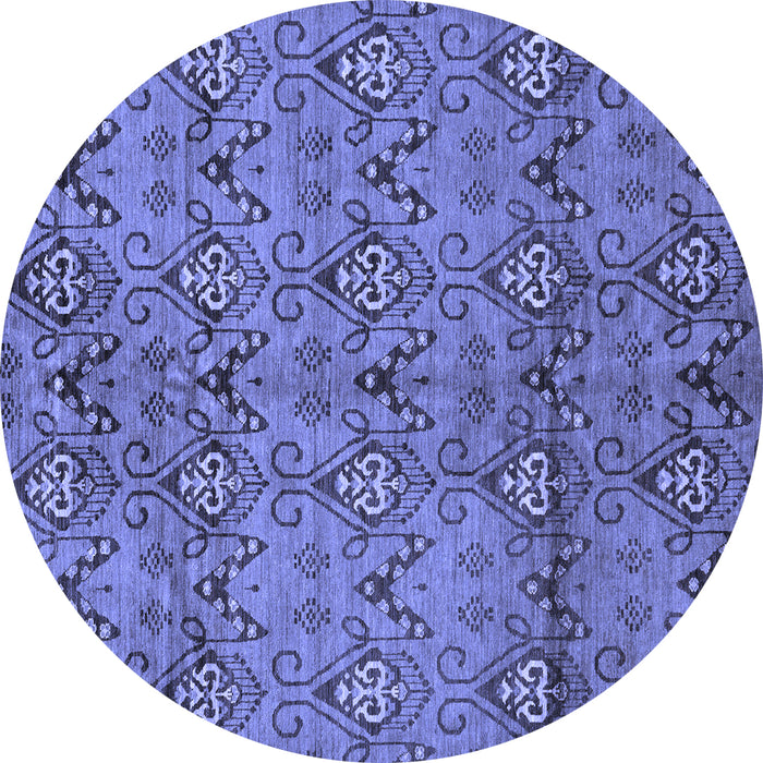 Round Machine Washable Abstract Blue Modern Rug, wshabs177blu
