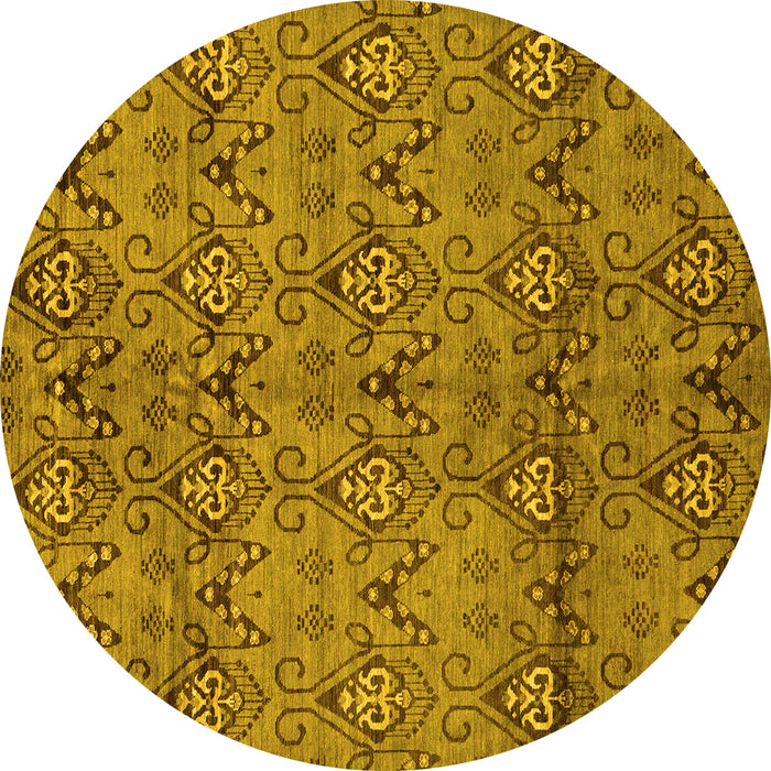 Round Abstract Yellow Modern Rug, abs177yw