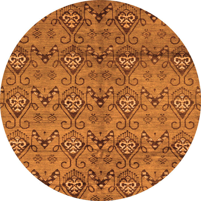 Round Abstract Orange Modern Rug, abs177org