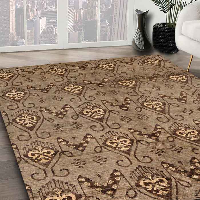 Machine Washable Abstract Saddle Brown Rug in a Family Room, wshabs177