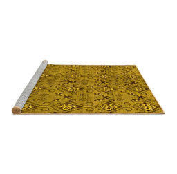 Sideview of Machine Washable Abstract Yellow Modern Rug, wshabs177yw
