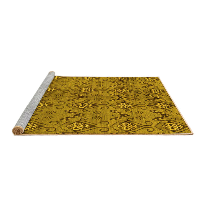 Sideview of Machine Washable Abstract Yellow Modern Rug, wshabs177yw