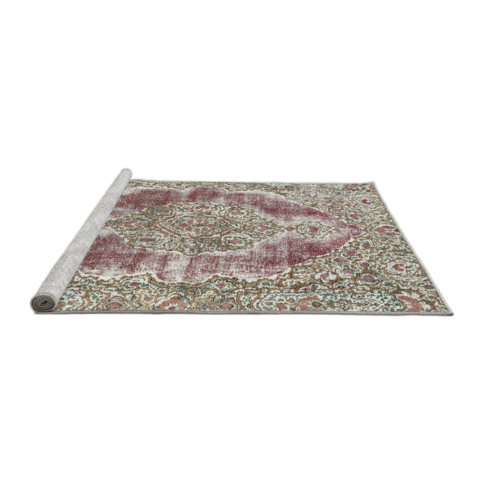 Sideview of Machine Washable Abstract Dark Gold Brown Rug, wshabs1780