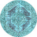 Round Machine Washable Abstract Light Blue Modern Rug, wshabs1780lblu