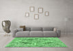 Machine Washable Abstract Emerald Green Modern Area Rugs in a Living Room,, wshabs1780emgrn