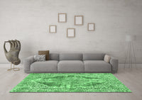 Machine Washable Abstract Emerald Green Modern Rug, wshabs1780emgrn