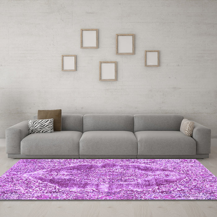 Machine Washable Abstract Purple Modern Area Rugs in a Living Room, wshabs1780pur