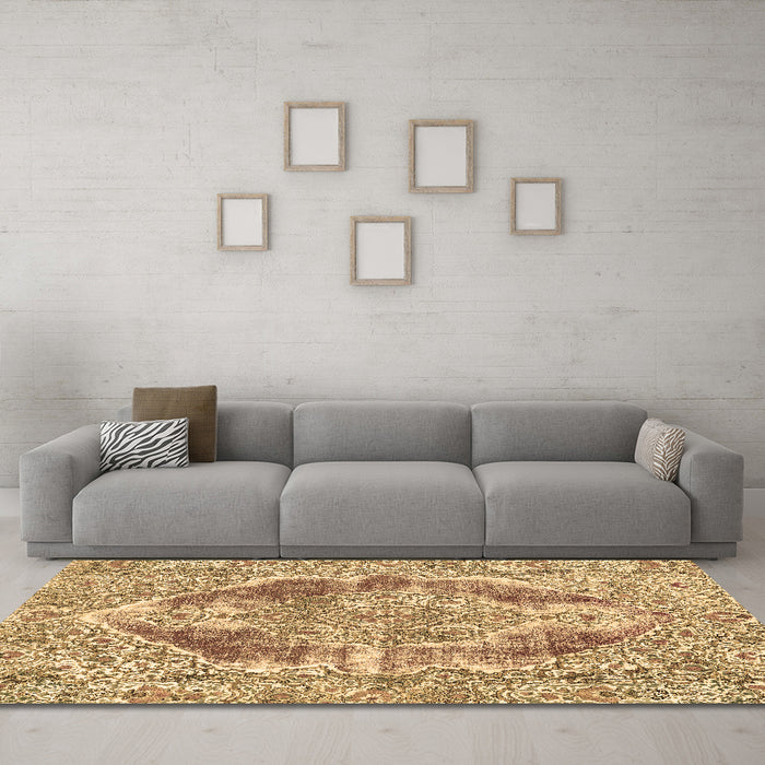 Machine Washable Abstract Brown Modern Rug in a Living Room,, wshabs1780brn