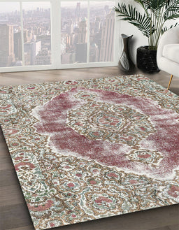 Machine Washable Abstract Dark Gold Brown Rug in a Family Room, wshabs1780