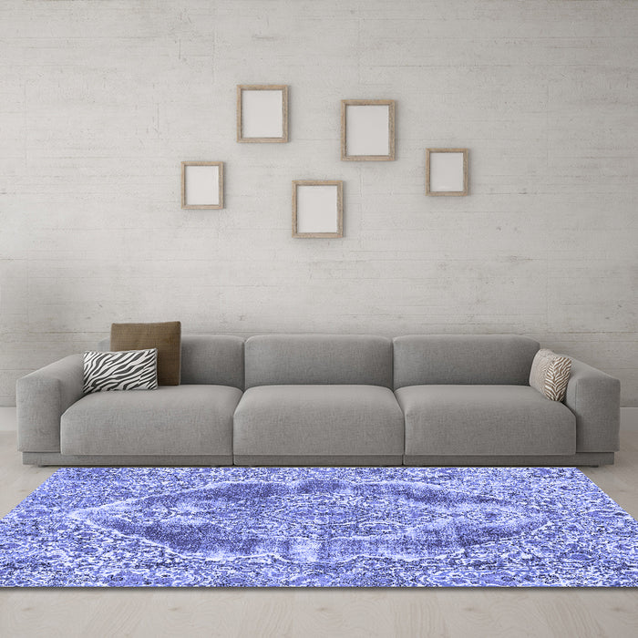 Machine Washable Abstract Blue Modern Rug in a Living Room, wshabs1780blu