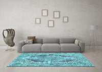 Machine Washable Abstract Light Blue Modern Rug, wshabs1780lblu