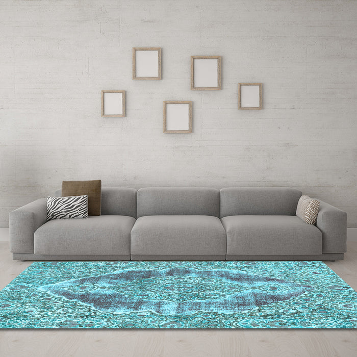 Machine Washable Abstract Light Blue Modern Rug in a Living Room, wshabs1780lblu
