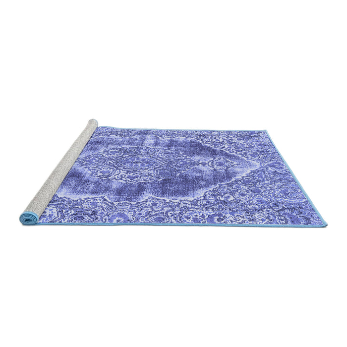 Sideview of Machine Washable Abstract Blue Modern Rug, wshabs1780blu