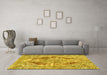 Machine Washable Abstract Yellow Modern Rug in a Living Room, wshabs1780yw