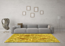 Machine Washable Abstract Yellow Modern Rug in a Living Room, wshabs1780yw