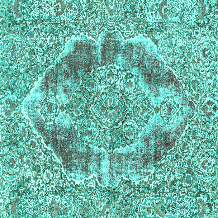Square Machine Washable Abstract Turquoise Modern Area Rugs, wshabs1780turq