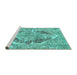 Sideview of Machine Washable Abstract Turquoise Modern Area Rugs, wshabs1780turq