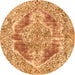 Round Abstract Orange Modern Rug, abs1780org