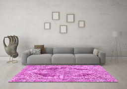 Machine Washable Abstract Pink Modern Rug in a Living Room, wshabs1780pnk
