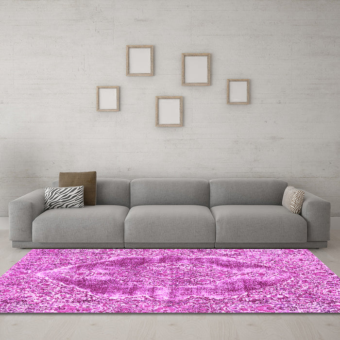 Machine Washable Abstract Pink Modern Rug in a Living Room, wshabs1780pnk