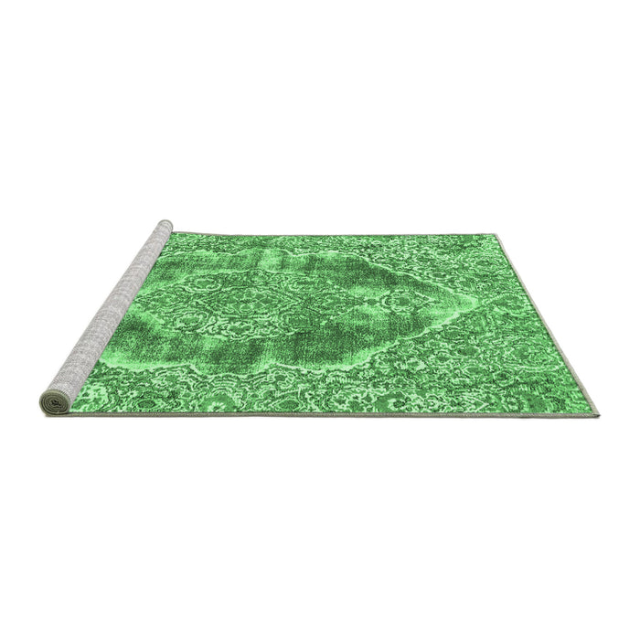 Sideview of Machine Washable Abstract Emerald Green Modern Area Rugs, wshabs1780emgrn