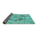 Sideview of Abstract Turquoise Modern Rug, abs1780turq