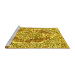 Sideview of Machine Washable Abstract Yellow Modern Rug, wshabs1780yw