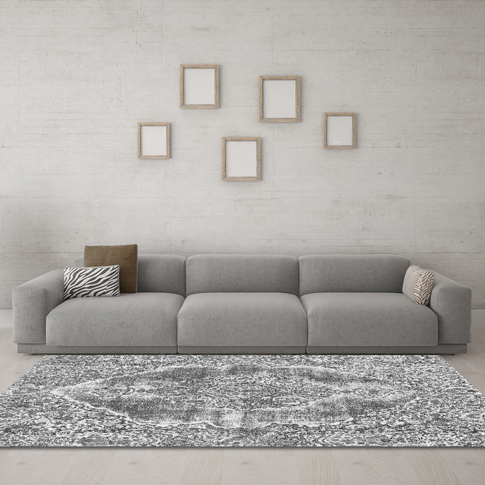 Machine Washable Abstract Gray Modern Rug in a Living Room,, wshabs1780gry