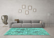 Machine Washable Abstract Turquoise Modern Area Rugs in a Living Room,, wshabs1780turq