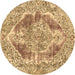 Round Abstract Brown Modern Rug, abs1780brn