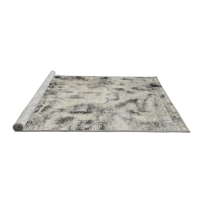 Sideview of Machine Washable Abstract Grey Gray Rug, wshabs1781