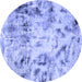 Round Machine Washable Abstract Blue Modern Rug, wshabs1781blu