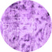 Round Machine Washable Abstract Purple Modern Area Rugs, wshabs1781pur