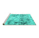 Sideview of Machine Washable Abstract Turquoise Modern Area Rugs, wshabs1781turq