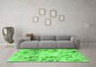 Machine Washable Abstract Green Modern Area Rugs in a Living Room,, wshabs1781grn