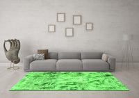 Machine Washable Abstract Green Modern Rug, wshabs1781grn