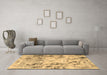 Machine Washable Abstract Brown Modern Rug in a Living Room,, wshabs1781brn