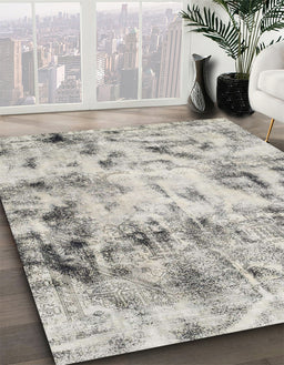 Machine Washable Abstract Grey Gray Rug in a Family Room, wshabs1781