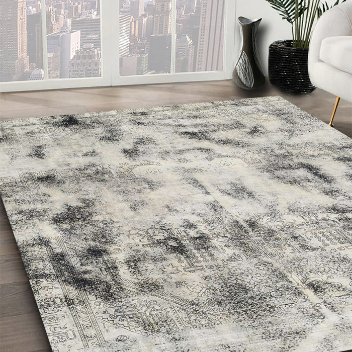 Machine Washable Abstract Grey Gray Rug in a Family Room, wshabs1781